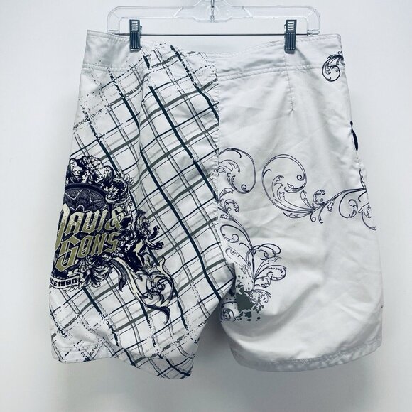 Maui And Sons Short Swimwear Size 34 Men’s Board lion/splash Drawstring - Picture 10 of 10